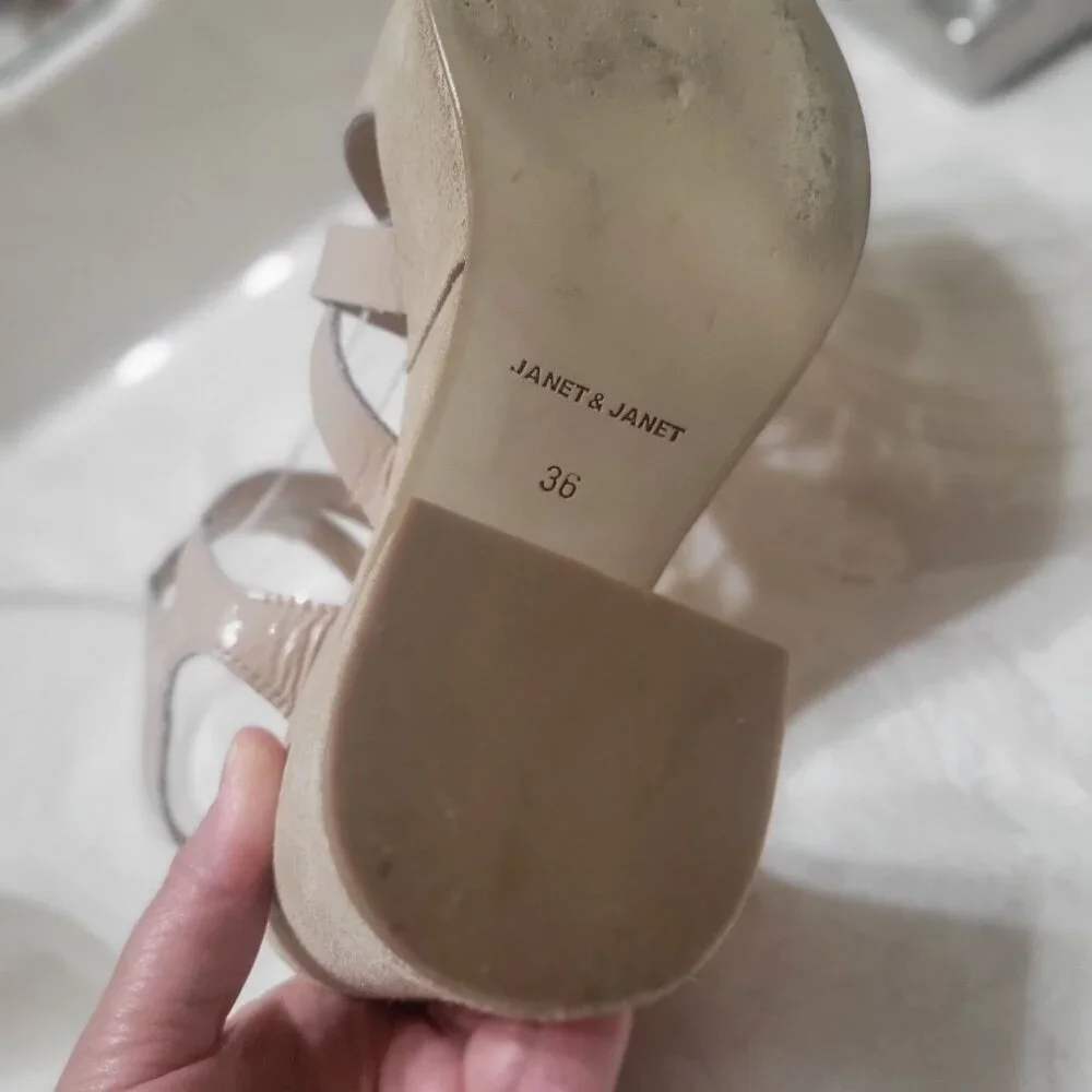 Janet‎ & Janet Nude Platform Chunky Heels Strappy Design EU 36